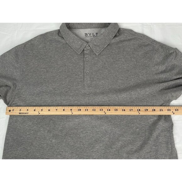 BYLT Premium Basics LUX Drop Cut Long Sleeve Polo Shirt Mens XL Heather Grey - Picture 9 of 11